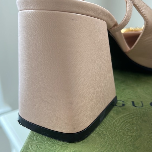 GG Horsebit Slingback 85MM Beige Black Monogram Canvas Point Toe Crystal-Embellished